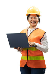 Female asian engineer or technician hold notebook