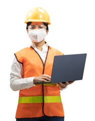 Female asian engineer or technician hold notebook