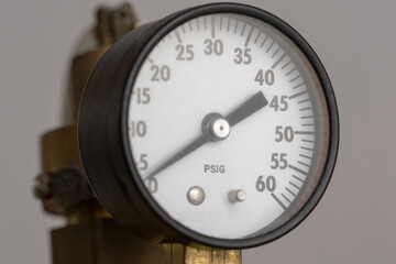 Pounds per square inch valve. PSIG counter. detail of pneumatic equipment that measures gas or liquid pressure