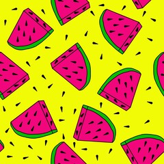 Pop art style pattern with watermelon