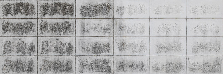 Panorama of old stained concrete block wall backgrounds and pattern textured for design