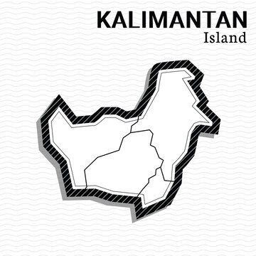 Post template for social media Kalimantan Island vector map black and white, High detailed illustration. Kalimantan Island, part of Indonesia, country in Asia.