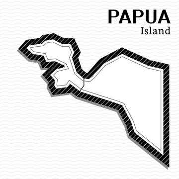 Post template for social media Papua Island vector map black and white, High detailed illustration. Papua Island, part of Indonesia, country in Asia.