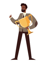 afro american businessman with trophy