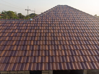 Orange brown new house roof texture in rural village