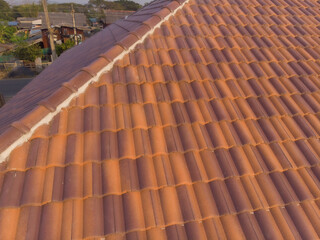 Orange brown new house roof texture in rural village