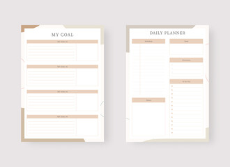 Daily and goal planner template. Set of planner and to do list. Modern planner template set. Vector illustration.