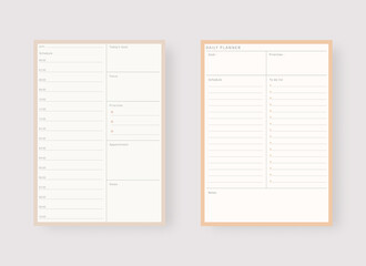 Daily planner template. Set of planner and to do list. Modern planner template set. Vector illustration.