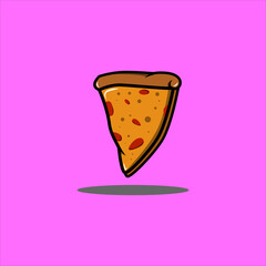 flying pizza slices with pepperoni food and beverage cartoon vector illustration