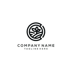 Initial Letter C Concept of Natural Leaf Logo Design Of Agriculture With Simple Line Style