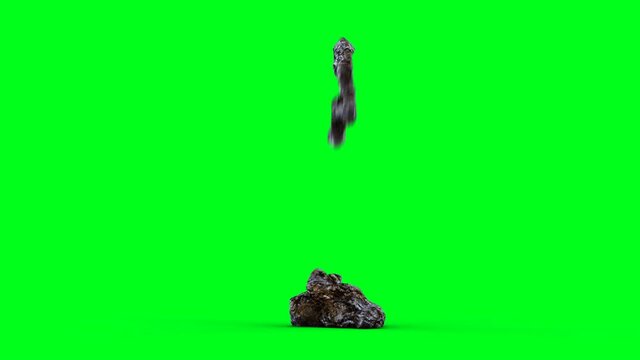 shit falling on plate. Green screen isolate.