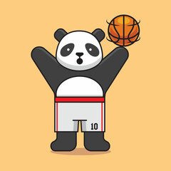 Cute Panda basketballs Vector