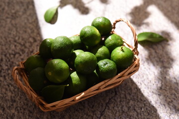 収穫されたシークヮーサーの風景