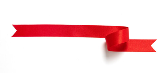 A roll red ribbon isolated on white