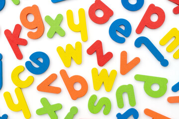 set colorful english alphabet on white