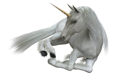 Naklejka na ściany i meble Fantasy unicorn isolated on white background 3d illustration