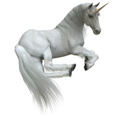 Obraz na płótnie Canvas Fantasy unicorn isolated on white background 3d illustration