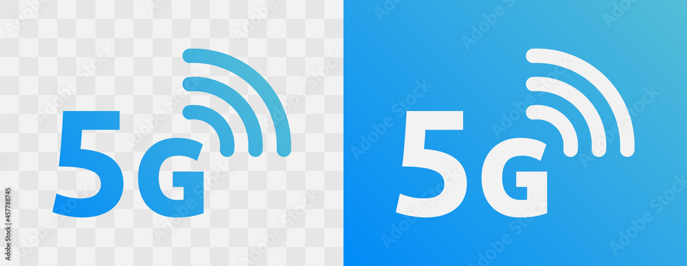 Poster 5g network icon. 5g generation wireless internet symbol on transparent background