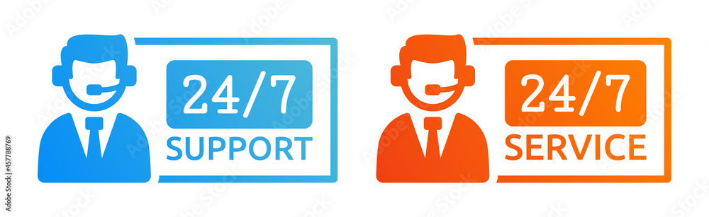 Poster call center support 24/7 hour icon vector illustration.