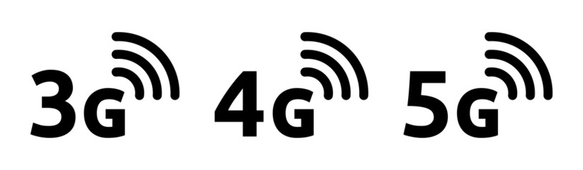 3G, 4G and 5G wifi icon. Wireless connection symbol vector isolated on white background - obrazy, fototapety, plakaty