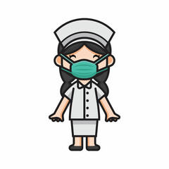caracter cute nurse wearing masks