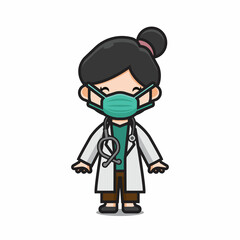 Cute Doctor Wearing Masks Vector