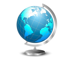 Globe. Planet. An earth globe for table decoration. Vector image.