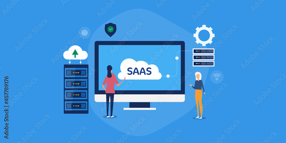 Canvas Prints woman technologist managing cloud server application, cloud computing database, saas - software as a