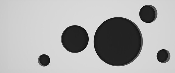 Black and white abstract background, 3d rendering black circle with white background.