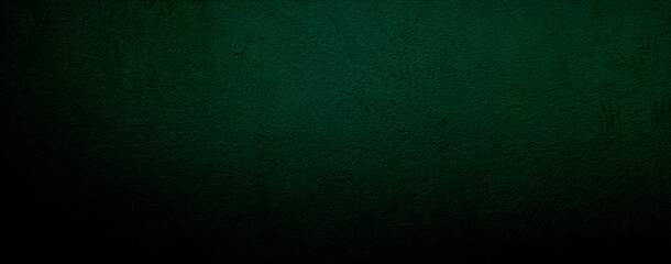 Panorama of dark green concrete wall textured backgronds for design.
