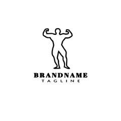 bodybuilding pose logo cartoon icon design template black isolated vector