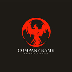 Modern Flaming Phoenix Logo designs template vector illustration
