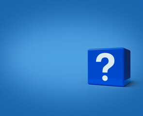 3d rendering, illustration of question mark sign icon on block cubes on light blue background, Business customer service and support concept