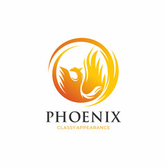phoenix circle logo vector, best circle phoenix bird logo design, phoenix vector logo,creative logo of mythological bird
