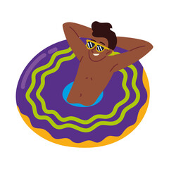 relaxed man in floating ring