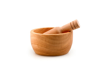 Wooden juice cup on a white background, used for editing, advertising, flyers