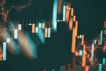 indicators including volume analysis for professional technical analysis on the monitor of a...