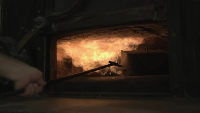 furnace head is being turned to heat the entire baker’s oven