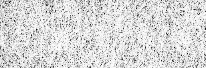 Abstract Hand Drawn White Tangle Line On Black Background. Digital Art