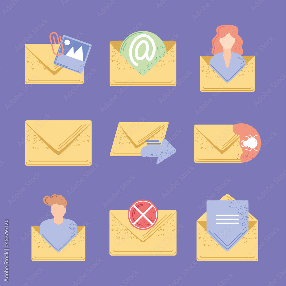 Poster envelope messages icons