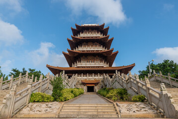 The attic of Chinese traditional ancient architecture is the whole and part of Mazu Pavilion in Putian, China