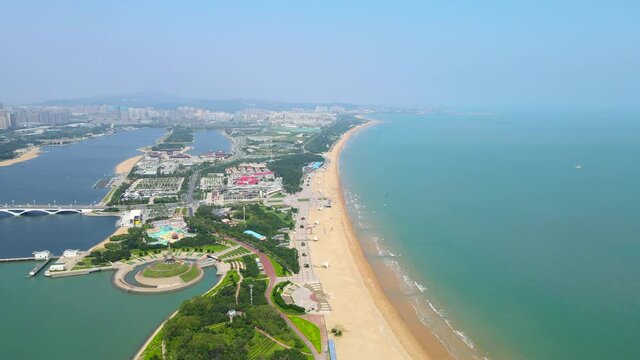 Aerial photography of the architectural landscape of Rizhao, China