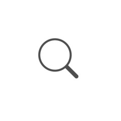 Black magnifier isolated on white. Magnifying glass with catalog icon.