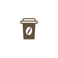 take-out coffee with cap and cup holder. disposable cardboard cup of coffee. Paper container icon.