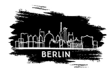 Obraz premium Berlin Germany City Skyline Silhouette. Hand Drawn Sketch.