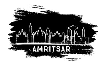 Fototapeta premium Amritsar India City Skyline Silhouette. Hand Drawn Sketch.