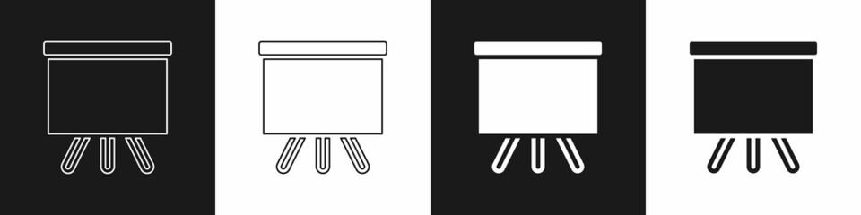 Set Chalkboard icon isolated on black and white background. School Blackboard sign. Vector