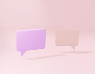 Obraz na płótnie Canvas 3D Minimal chat bubbles on pink background. concept of social media messages. 3d render illustration