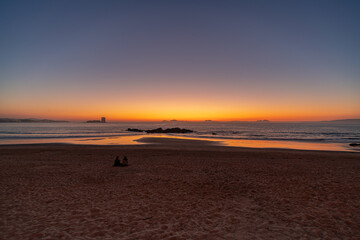 Beautiful sunset on the beach of Samil, in Vigo, Galicia.