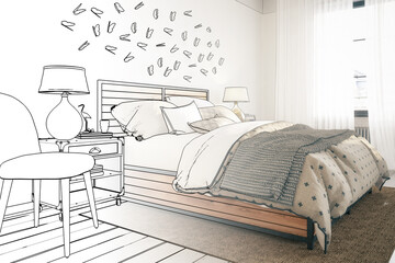 Cosy Bedroom Design (planning) - 3D Visualization